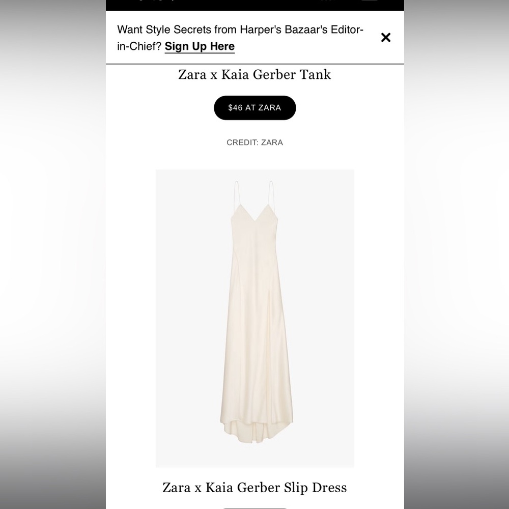 ISO Kaia Gerber & Zara Collection slip dress